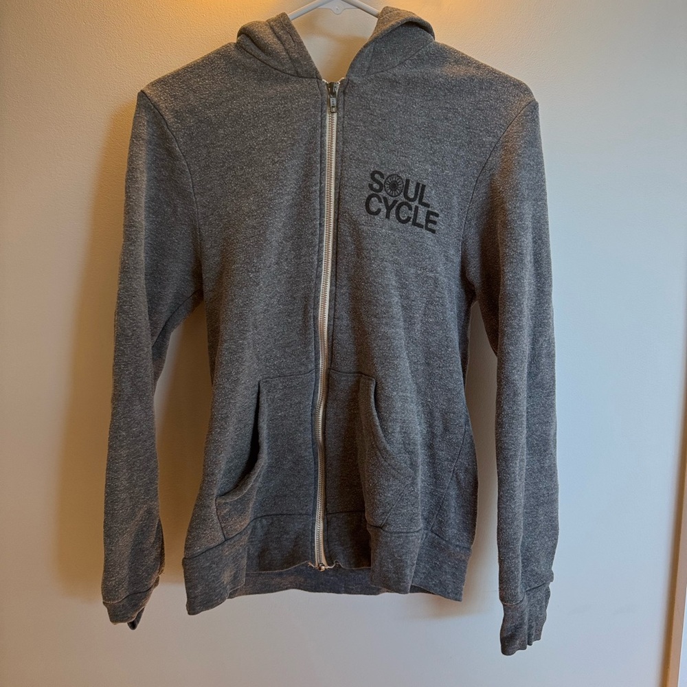 Soulcycle gray zip up hoodie